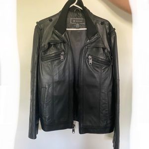 INC 100% Leather Black Bomber Jacket--🌟LIKE NEW🌟